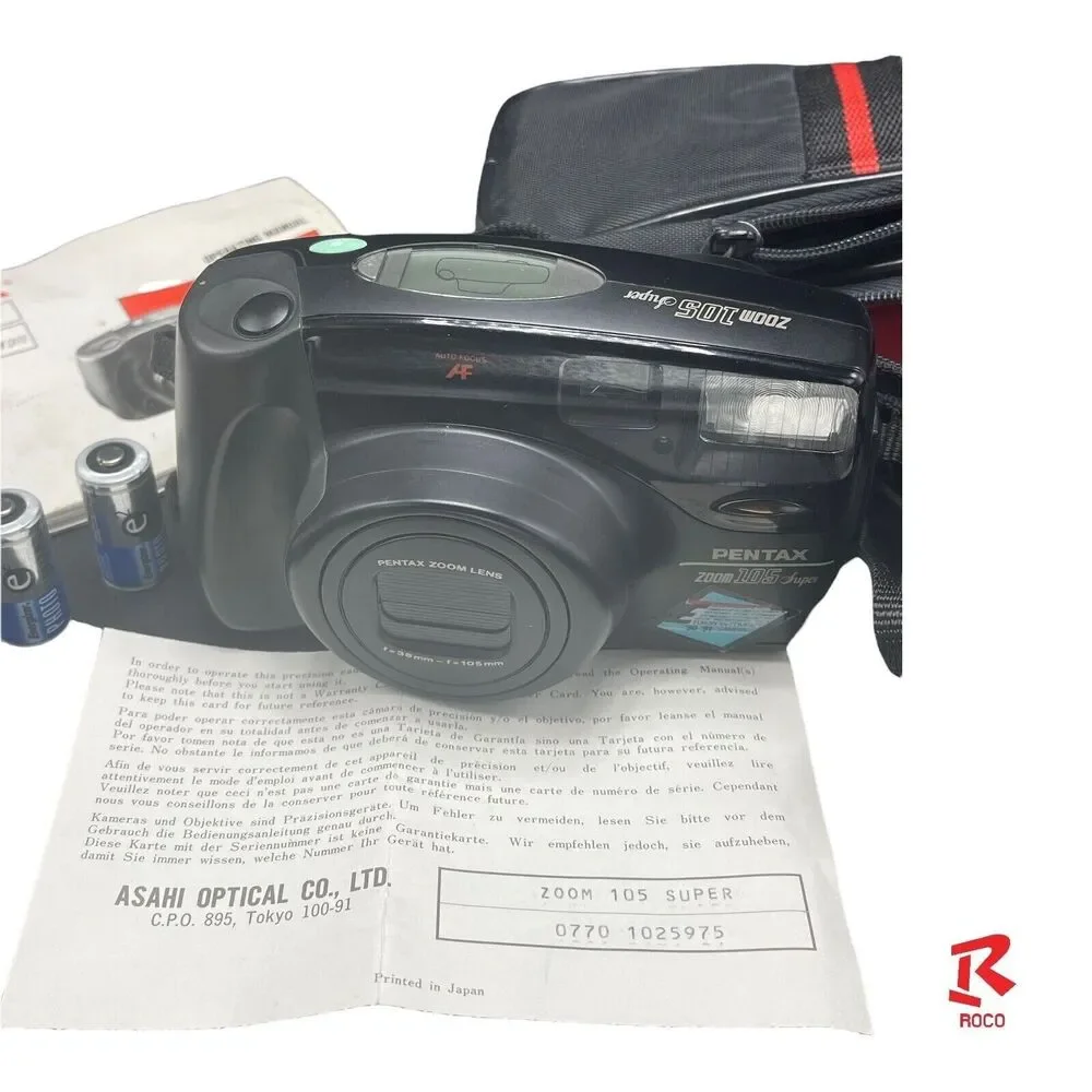 Pentax Zoom 105 Super 35mm Film Camera Point & Shoot Camera Built N Flash